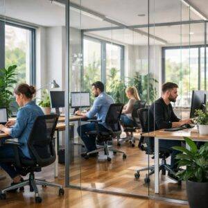 Produktivitätsschub im Büro: Wie transparente Raumlösungen den Schall stoppen und Tageslicht maximieren
